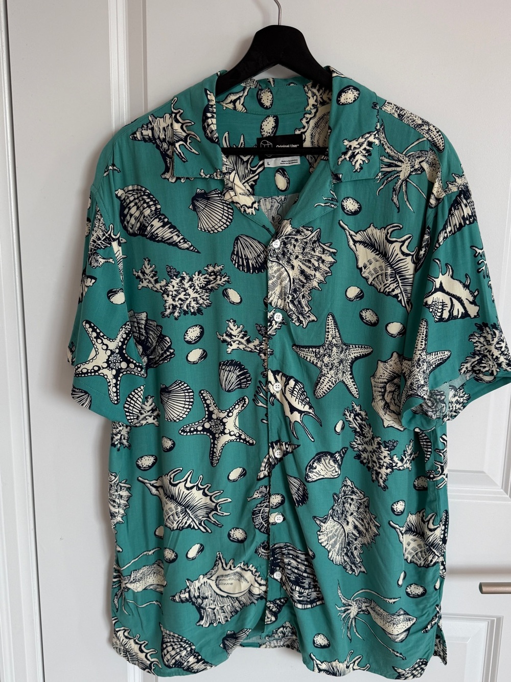 Original Use Teal Seashell & Starfish Print Short-Sleeve Shirt
